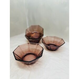 mcm hazel atlas Moroccan amethyst octagon depression glass bowl s/4  4.75x2